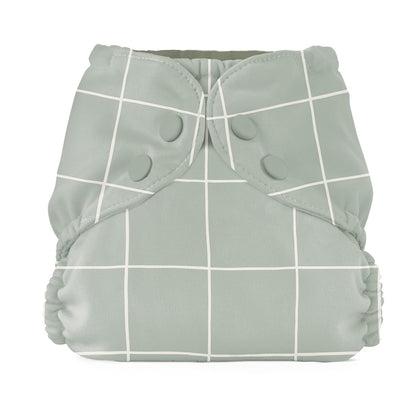 Esembly Cloth Diaper Cover - Reusable Swim Diaper, Waterproof, Breathable - Adjustable Outer Layer Over Absorbent Inner for Blowout Protection - Sea Glass, Size 2 (18-35lbs)