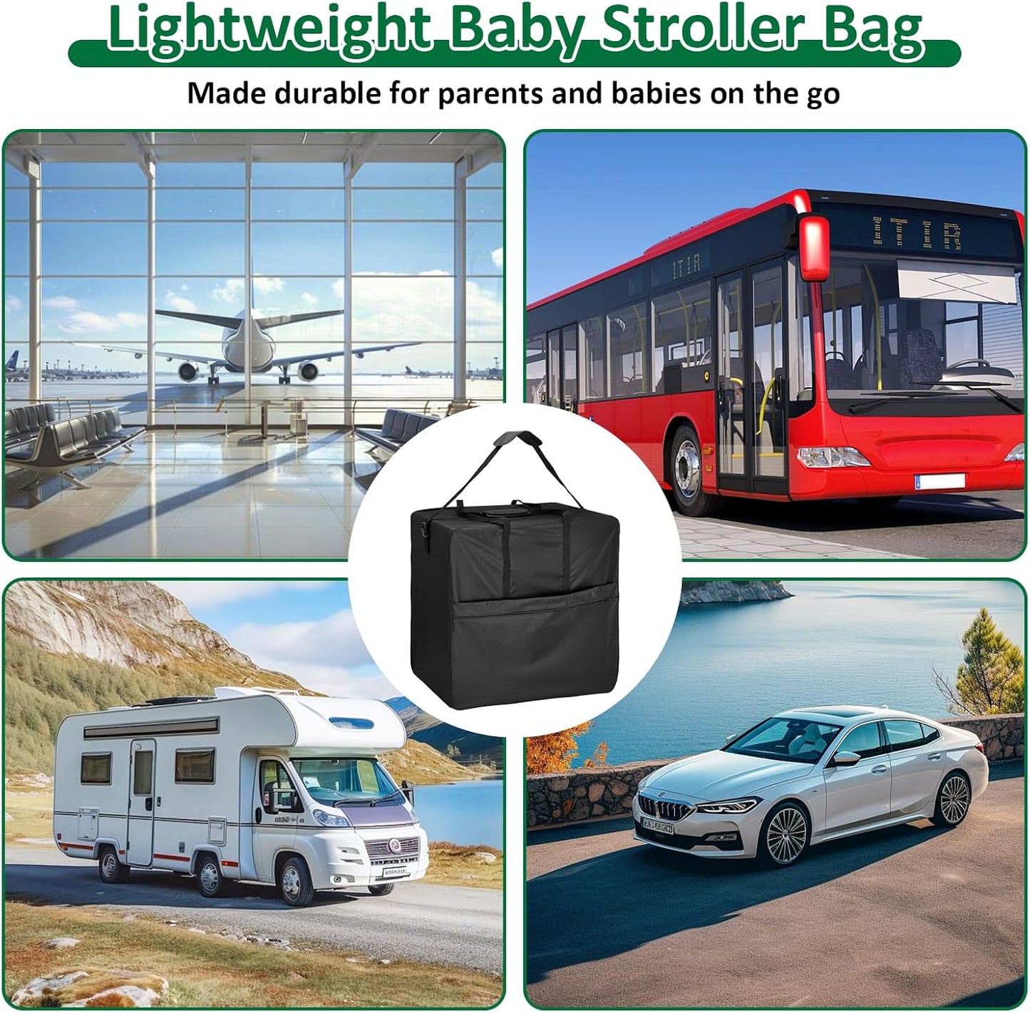 Baby Travel Stroller Bag - Compact & Airplane-Friendly Bags for MAMAZING 11.6 Lbs Lightweight Baby Strollers, Waterproof Carry Case for Car and Airplane Traveling, Black