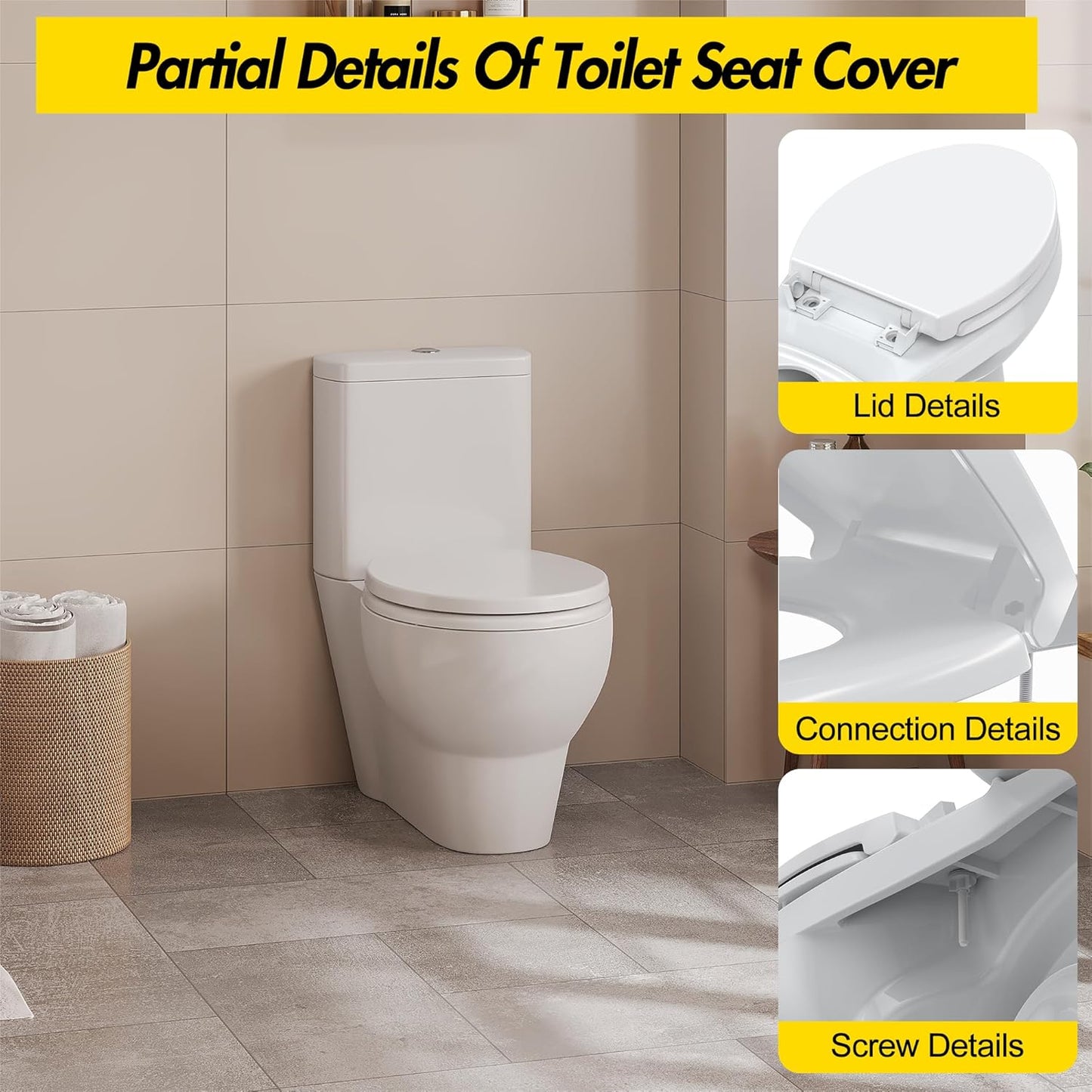 Toilet Seat with Toddler Seat Elongated, PP Material Family Toilet Seat Cover, Soft Close Adult & Toddler Seats, Easy to Clean, Safe Potty Training Solution for Kids, Bathroom Upgrade for Home