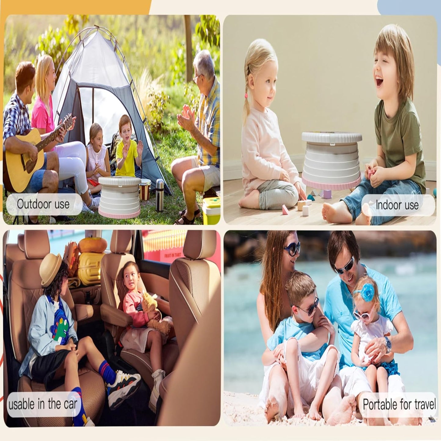 SunnySmile Portable Toilet for Kids,Portable Potty Seat for Toddler Travel,Travel Potty with Travel Bag, Applicable to Camping, Indoor/Outdoor Use, Includes 45 Replacement Bags (Grey)
