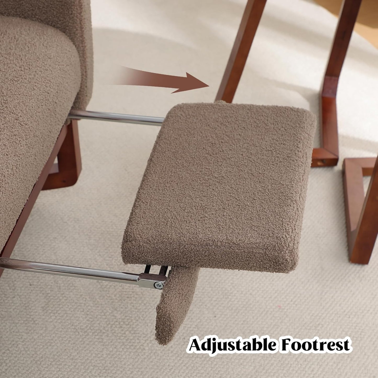 HCHAIRH Rocking Chair Nursery, Nursery Rocking Chairs with Foot Rest, Comfy Fabric Glider Rocker Nursing Chair with High Back for Nursing, Living Room, Bedroom, Beige