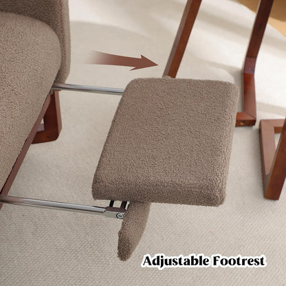 HCHAIRH Rocking Chair Nursery, Nursery Rocking Chairs with Foot Rest, Comfy Fabric Glider Rocker Nursing Chair with High Back for Nursing, Living Room, Bedroom, Beige