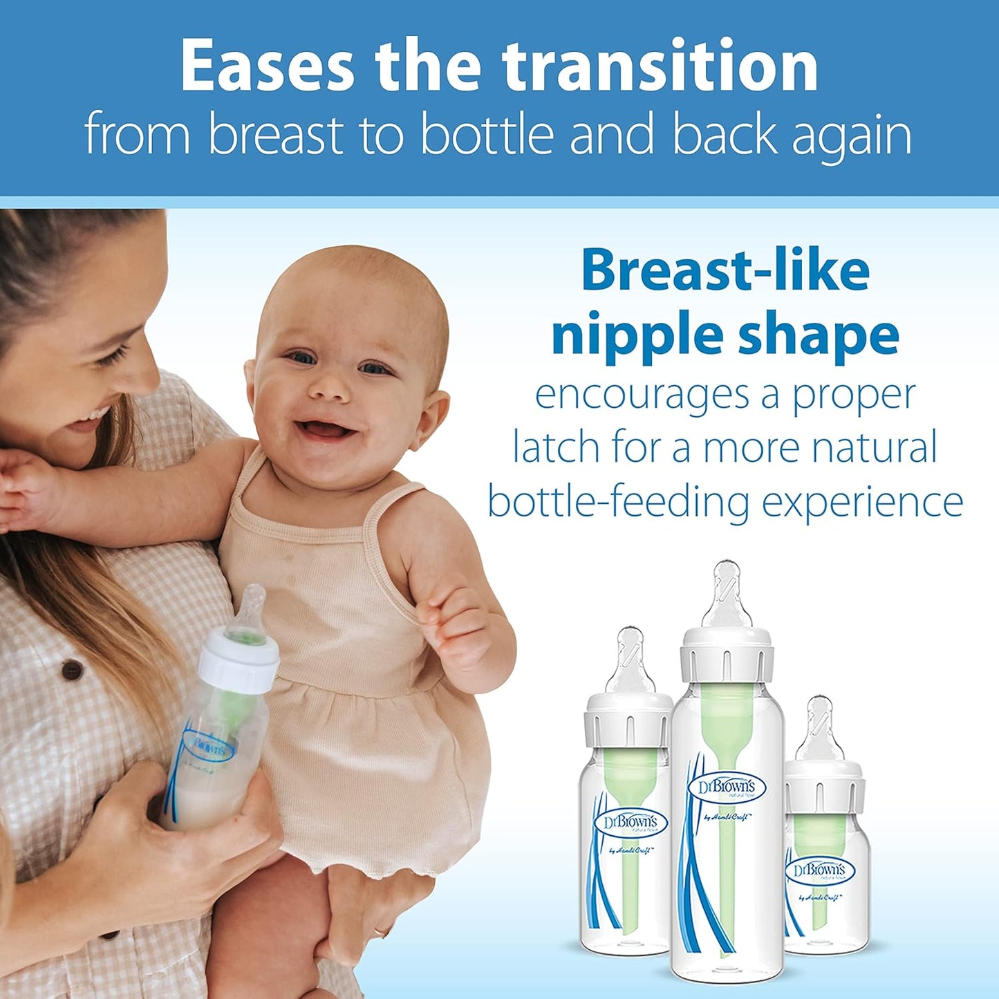 Dr. Brown's Baby Formula Mixing Pitcher with Adjustable Stopper, Locking Lid, & No Drip Spout & Dr. Brown’s Natural Flow Level 2 Narrow Baby Bottle Silicone Nipple, Medium Flow, 3m+