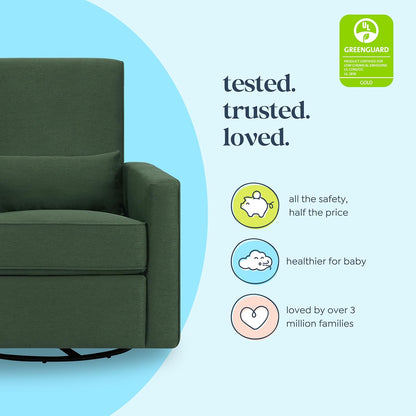 Davinci Piper 360° Swivel Rocker Recliner Chair - Glider Rocking Chair for Nursery and Living Room- GREENGUARD Gold, FSC & Certi-PUR US Certified - Ultra Comfy Glider Recliner Nursery Chair - Cream