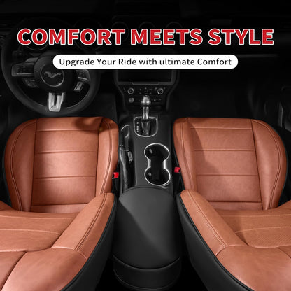 Custom Fit Ford Mustang Convertible Seat Cover 2015 2016 2017 2018 2019 2020 2021 2022 2023 2024 2025 2026, Faux Leather Car Seat Cover Full Set (Convertible-Red+Balck)