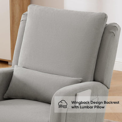 HCHAIRH Rocking Chair Nursery, Sherpa Nursing Rocking Chairs, Upholstered Nursery Glider Rocker for Mom Nursery Morden Accent Rocking Chair Pillow for Living Room,Bedroom,Teddy Light Grey