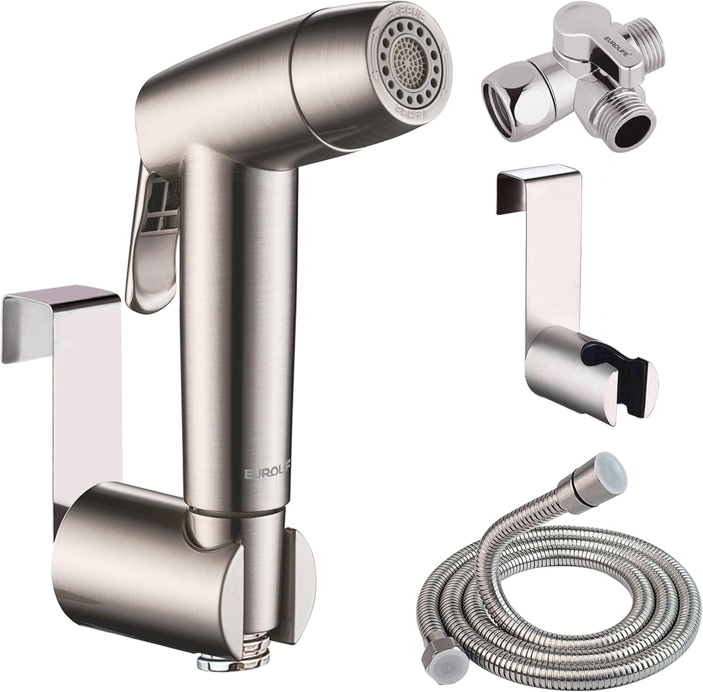 Handheld Bidet Sprayer for Toilet, Dual Spray Modes with Lockable Push Button, High Pressure Bathroom Sprayer, No-Drill Toilet Tank Mount, Stainless Steel Hose Set, Black Finish