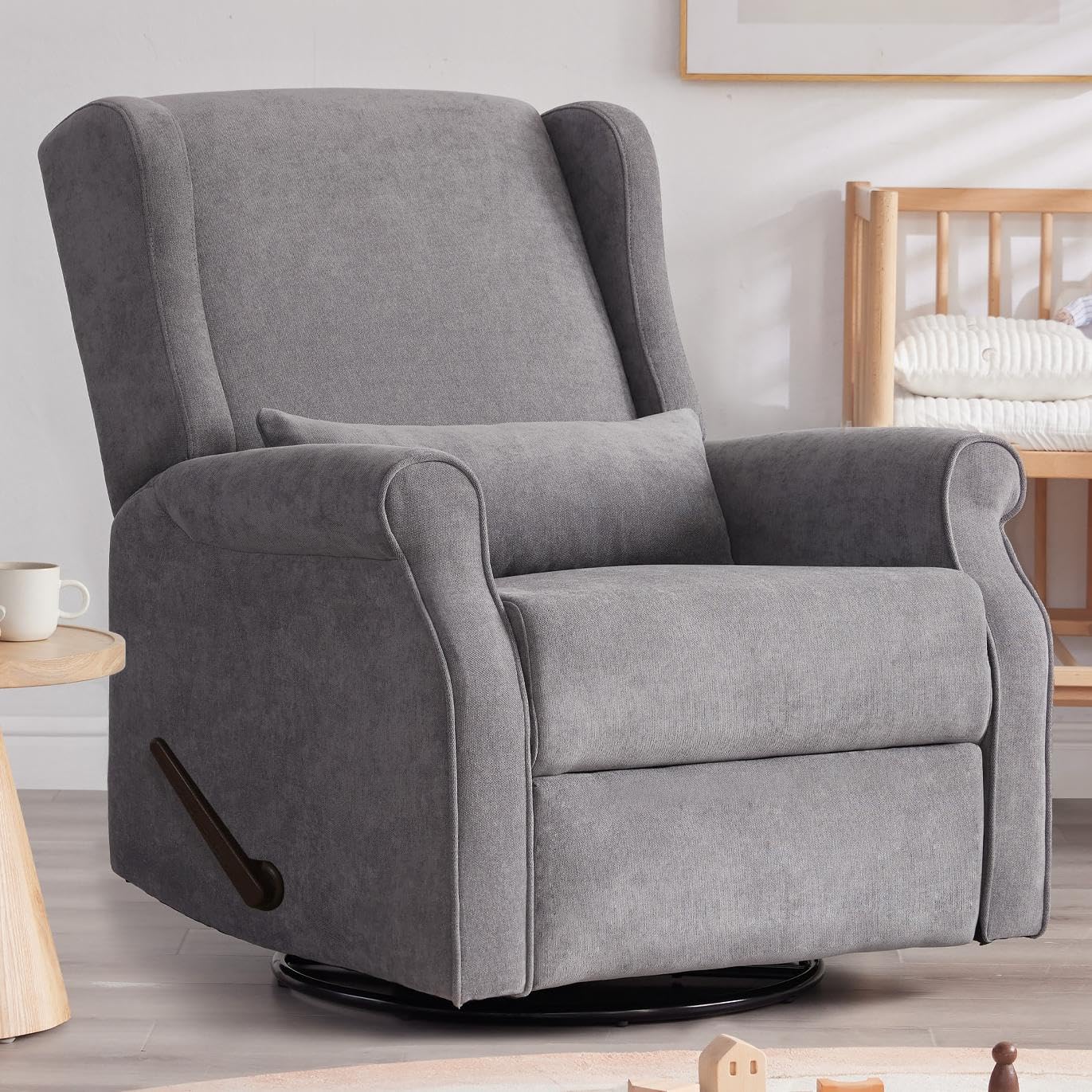 Eiayeebil Nursery Swivel Glider Recliner,Rocking Chair Nursery with Footrest,Rocking Recliner Chair for Nursery,Glider Rocker Recliner for Living Room & Bedroom,Beige