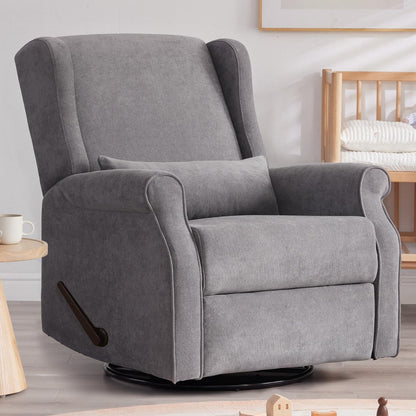 Eiayeebil Nursery Swivel Glider Recliner,Rocking Chair Nursery with Footrest,Rocking Recliner Chair for Nursery,Glider Rocker Recliner for Living Room & Bedroom,Beige