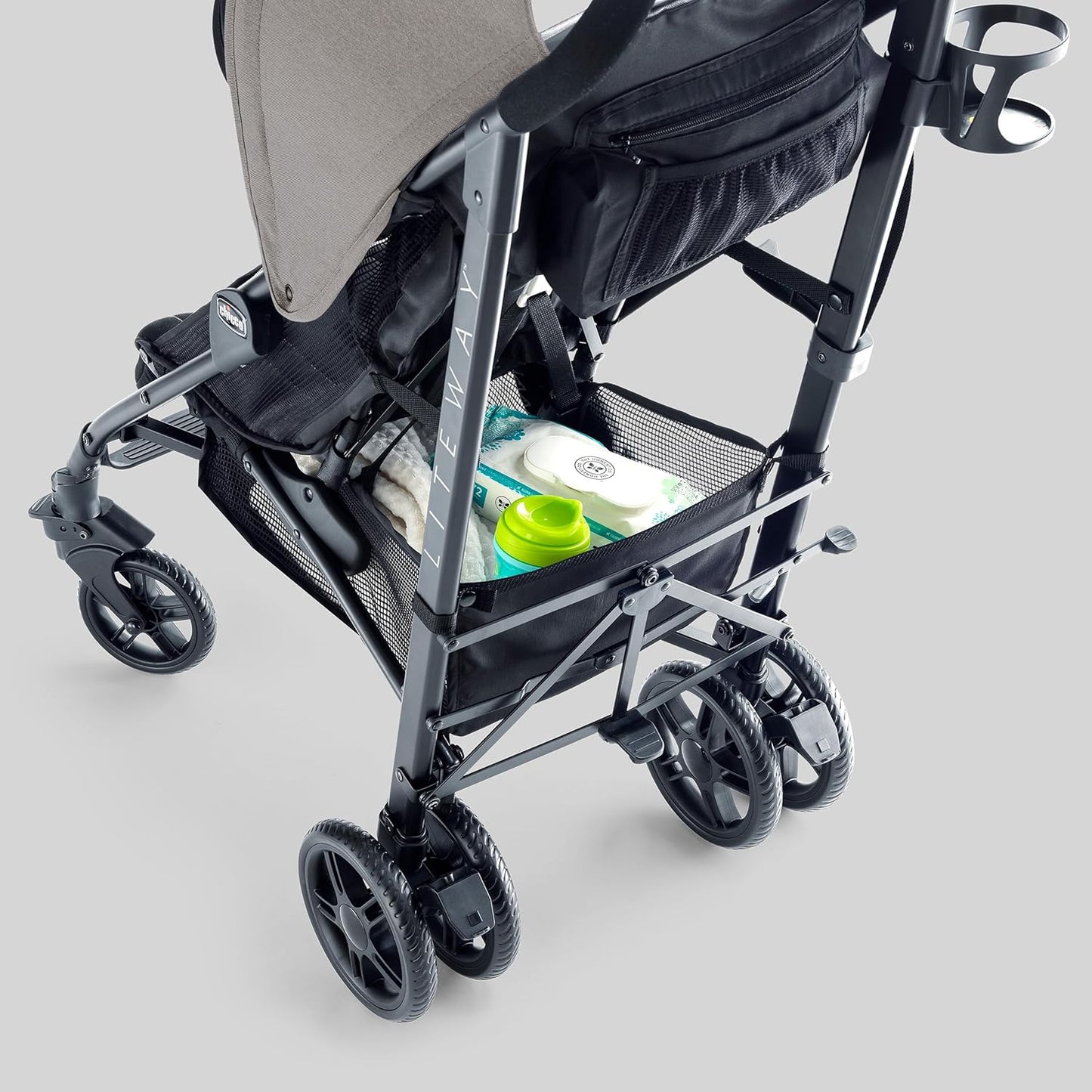 Chicco Liteway Stroller, Compact Fold Baby Stroller with Canopy, Lightweight Aluminum Frame Umbrella Stroller, for Use with Babies and Toddlers up to 40 lbs, Dune/Brown
