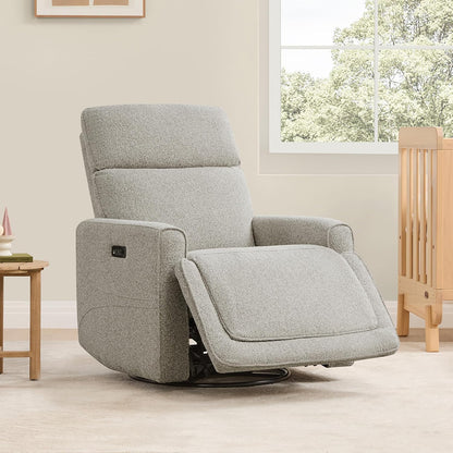 CHITA Power Recliner Chair Swivel Glider with Adjustable Power Headrest, FSC Certified Electronic Modern Nursery Rocking Chair with USB and Type-C Ports, Boucle White