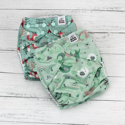 Mama Koala 3.0 Pocket Cloth Diapers for Babies with AWJ Lining, 6 Pack with 6 4-Layer Natural Cloth Diaper Inserts - Reusable and Washable Pocket Diapers(Hardworking Bees) - Colors B