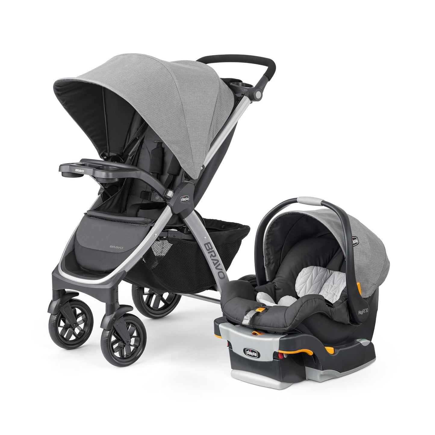 Chicco Bravo LE ClearTex Full-Size Stroller for Babies and Toddlers, UPF-Rated Canopy, GREENGUARD Gold Certified, Lightweight, One-Hand Compact Fold, Pewter/Grey