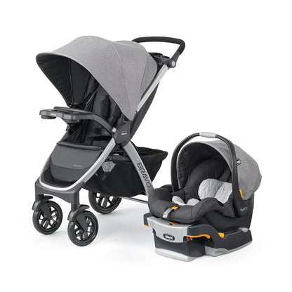Chicco Bravo LE ClearTex Full-Size Stroller for Babies and Toddlers, UPF-Rated Canopy, GREENGUARD Gold Certified, Lightweight, One-Hand Compact Fold, Pewter/Grey