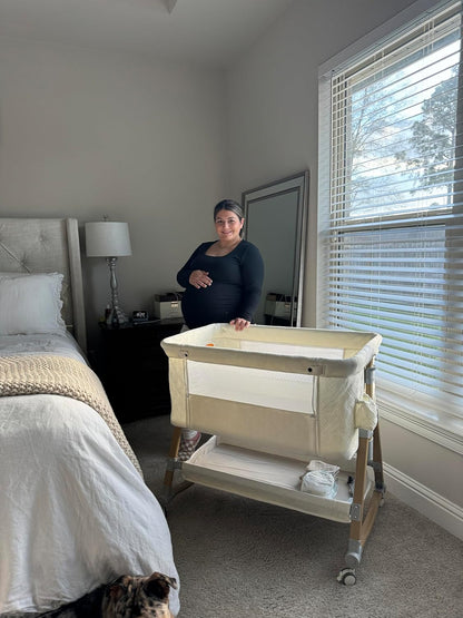 HARPPA Cuddly Bassinet, 3 in 1 Baby Bassinet, Rocking Bedside Bassinet with Wheels, 5 Height Adjustable, Includes Mosquito Net, Mattress, Anchor Strap