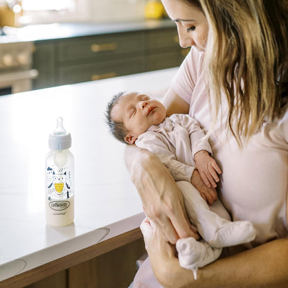 Dr. Brown's Natural Flow Anti-Colic Options+ Narrow Baby Bottle, Bear and Owl, 8 oz/250 mL, with Level 1 Slow Flow Nipple, BPA Free, 0m+, 2-Pack