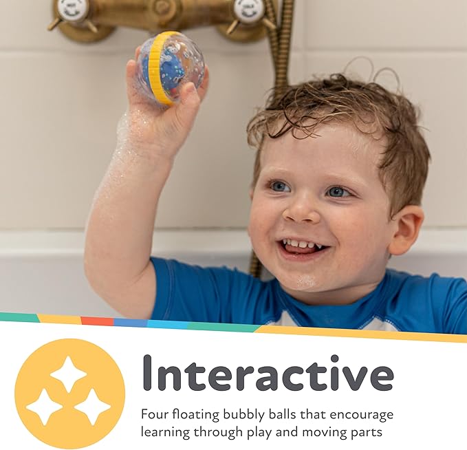 Nuby Bubbly Buds Interactive Bath Set - (4-Pack) Baby Bath Toys - 6+ Months