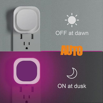 YUNLEX 2 Pack Plug in Pink Night Light for Girls, Dimmable Nursery Light with Dusk to Dawn Sensor, Gentle Eye-Caring Glow for Midnight Feedings, Kids Room, Princess-Themed Bedroom, Bathroom, Hallway