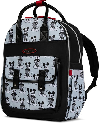 Disney Diaper Bag Backpack with Changing Pad Mickey Mouse – 16” Nylon Baby Bag for Parents, Insulated Bottle Holders, Multiple Storage Pockets