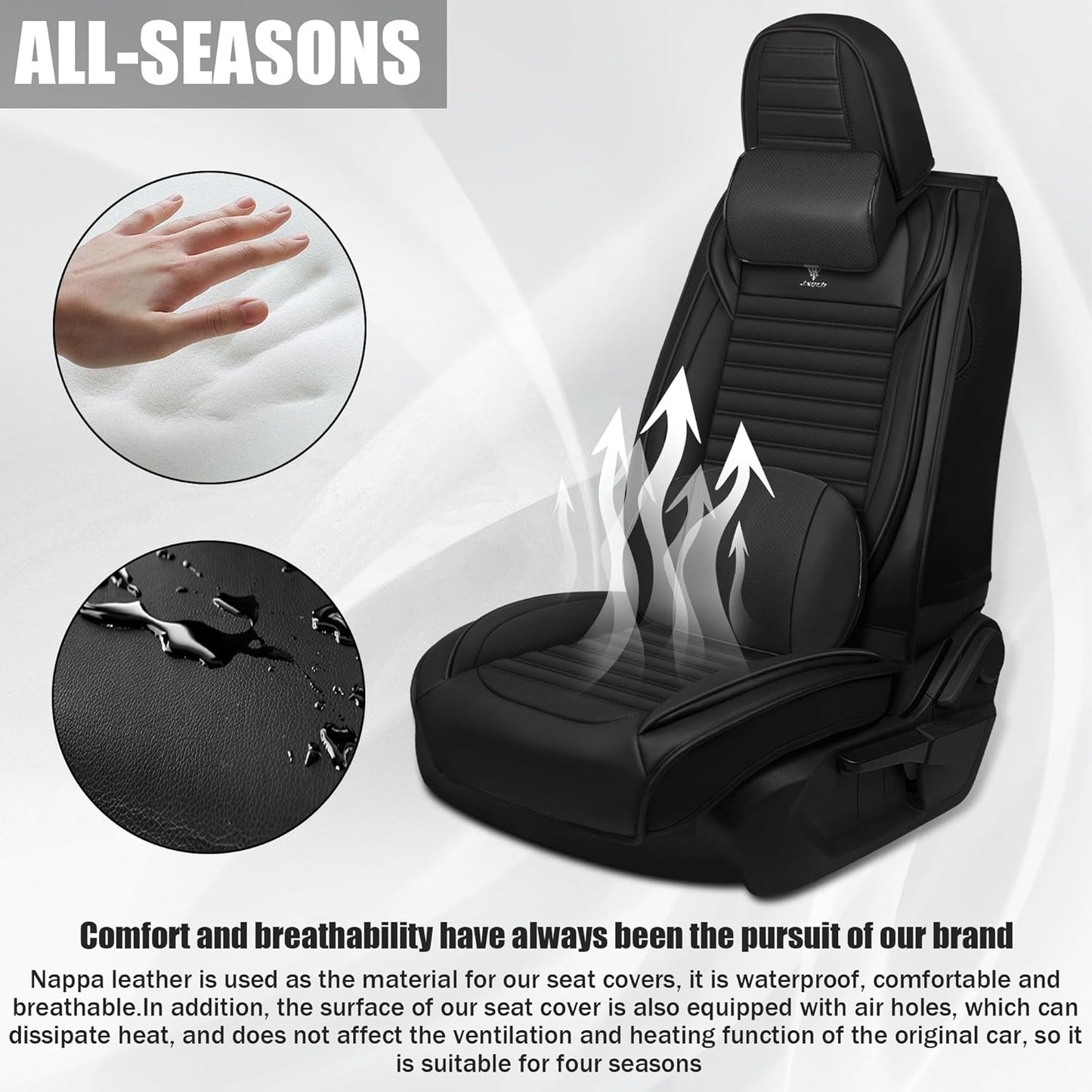 Seat Covers Fit for Mini Convertible 2009-2025 Premium Leather Car Seat Covers, Waterproof Non-Slip and Airbag Compatible, Fashion Car Seat Protector (Black Red,Front Set with Pillow)