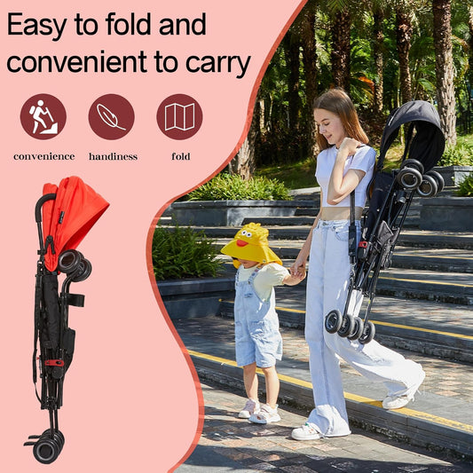 Lightweight Travel Stroller, Cool Kids Baby Portable Stroller with Carrier for Walking, Shopping, and Playgrounds