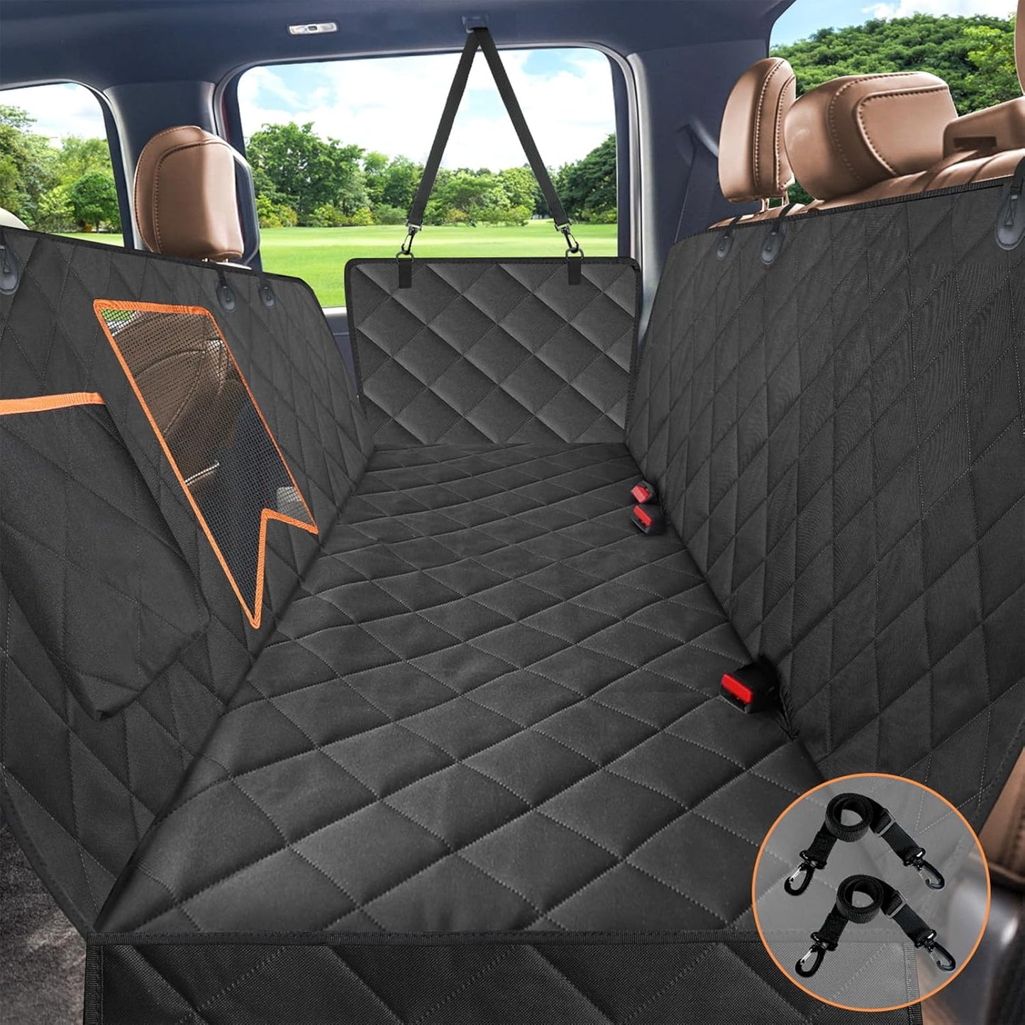 Kytely Dog Car Seat Cover for Back Seat,600D Heavy Duty Dog Hammock for Car with Side Flap,100% Waterproof Pet Backseat Cover, Anti-Scratch Nonslip Pet Seat Protector for Cars Trucks and SUV