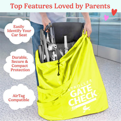 J.L. Childress Gate Check Bag for Single & Some Double Strollers - Travel Bag for Airplane, Fits Most Standard Baby Strollers, Airport Accessories for Gate Check, Flying Essentials - Red