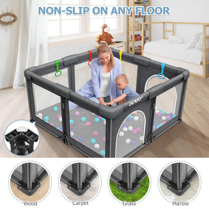 OCATO Baby Playpen Play Pen: Foldable Playpen for Babies and Toddlers Playard for Indoor Outdoor Activity Center Game Fence Safety Area Toddler Play Pen for Babies 6-12 Months Baby Gifts (50" × 50")