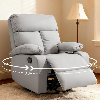 Rocking Chair Nursery Swivel Rocker Recliner Chair, High Back Adult Manual Recliner for Small Spaces, Glider Rocking Reclining Sofa for Living Room Bedroom, Beige