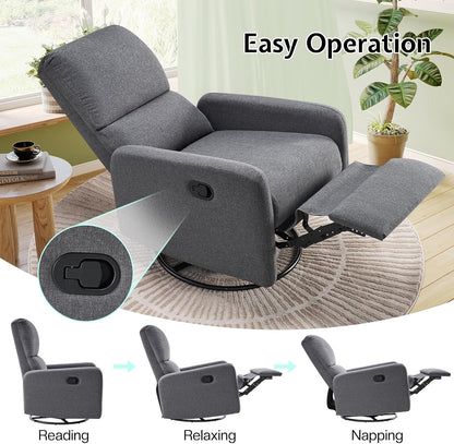 Jocisland Nursery Glider Chairs, Swivel Rocking Chair, Massage Rocker Recliner with High Back for Living Room Bedroom, Comfy Upholstered Modern Nursing Reclining Single Sofa, White Teddy