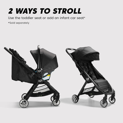 Baby Jogger City Tour 2 Carry-On Approved Travel Stroller, Ultra-Compact Baby Stroller, Lightweight, Easy Fold, Baby Travel Essential, Pitch Black