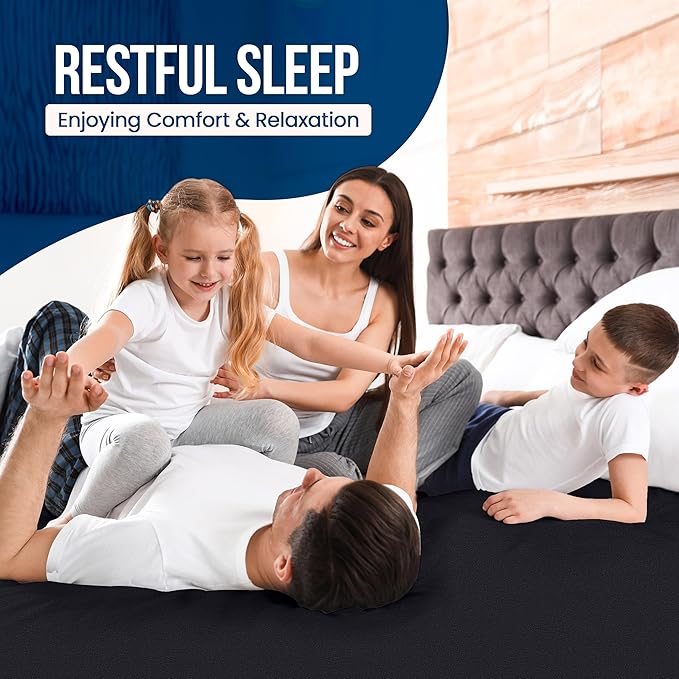 King Size Mattress Protector Waterproof, Premium 200 GSM Terry Mattress Cover, Soft & Breathable Bed Cover, Fitted Sheet Style Stretchable Deep Pockets 17" by Utopia Bedding (Black)