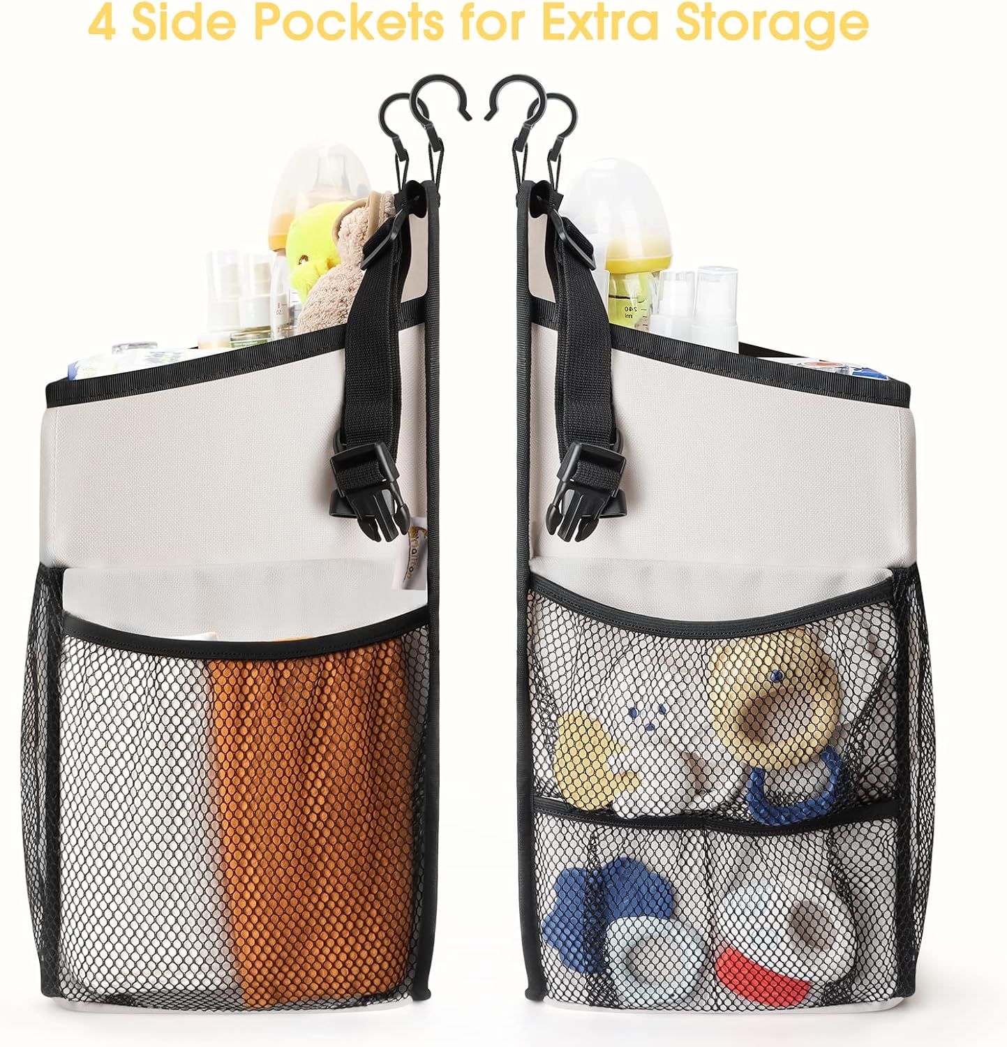 Maliton Changing Table Diaper Organizer - Baby Hanging Diaper Stacker Nursery Caddy Organizer for Cribs Playard Baby Essentials Storage (Gray)