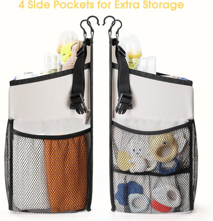 Maliton Changing Table Diaper Organizer - Baby Hanging Diaper Stacker Nursery Caddy Organizer for Cribs Playard Baby Essentials Storage (Gray)