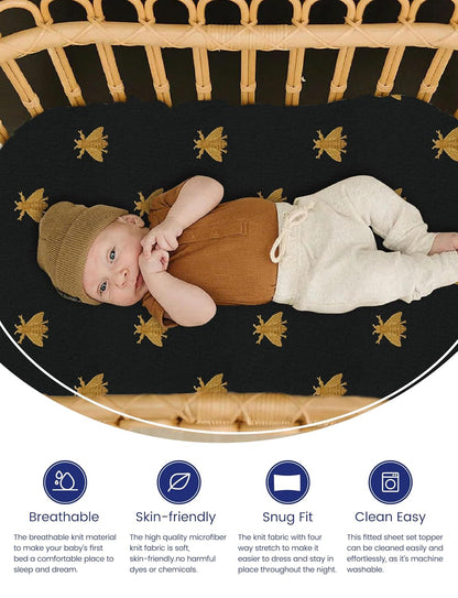 TotAha Premium Stretchy Bassinet Sheets for Baby Girl, Silky Comfort Cradle Sheets Fitted 18 x 36 for Oval, Rectangular, Hourglass Mattress, Hypoallergenic, Buttery Soft 2-Pack (Floral & Pale Pink)