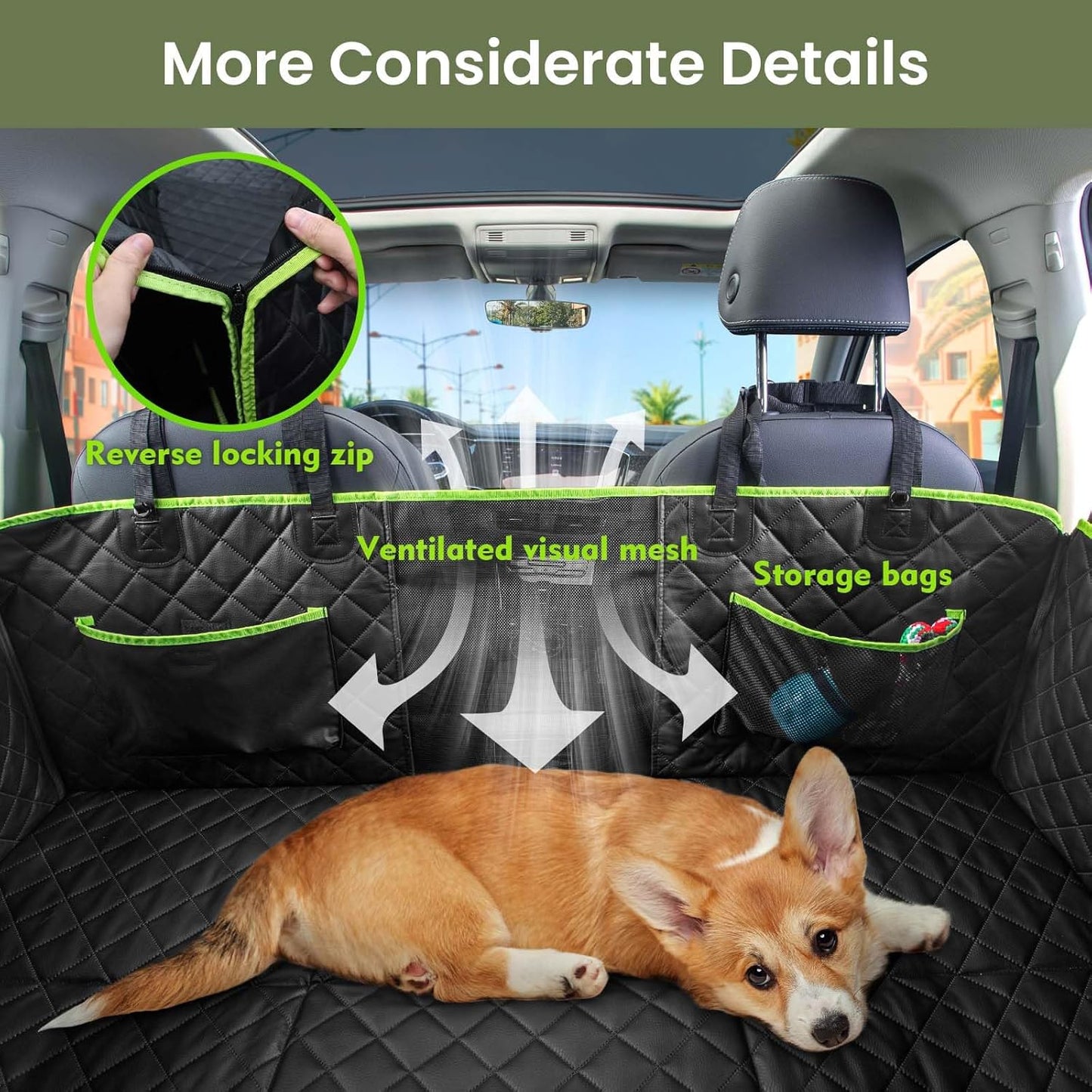 2-in-1 Dog Car Seat Cover for Back Seat, Transform to Passenger Mode - Dog Car Seat, Waterproof, Scratch-resistant, Support to 330lbs, for Outdoor Activities, Travel, to the Vet, for Cars/SUV/Truck