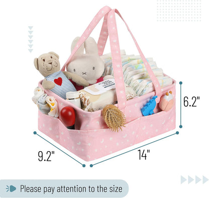 Mr. Pen- Baby Diaper Caddy Organizer, Pink with Star Pattern, Portable Car Caddy for Changing Table and Nursery