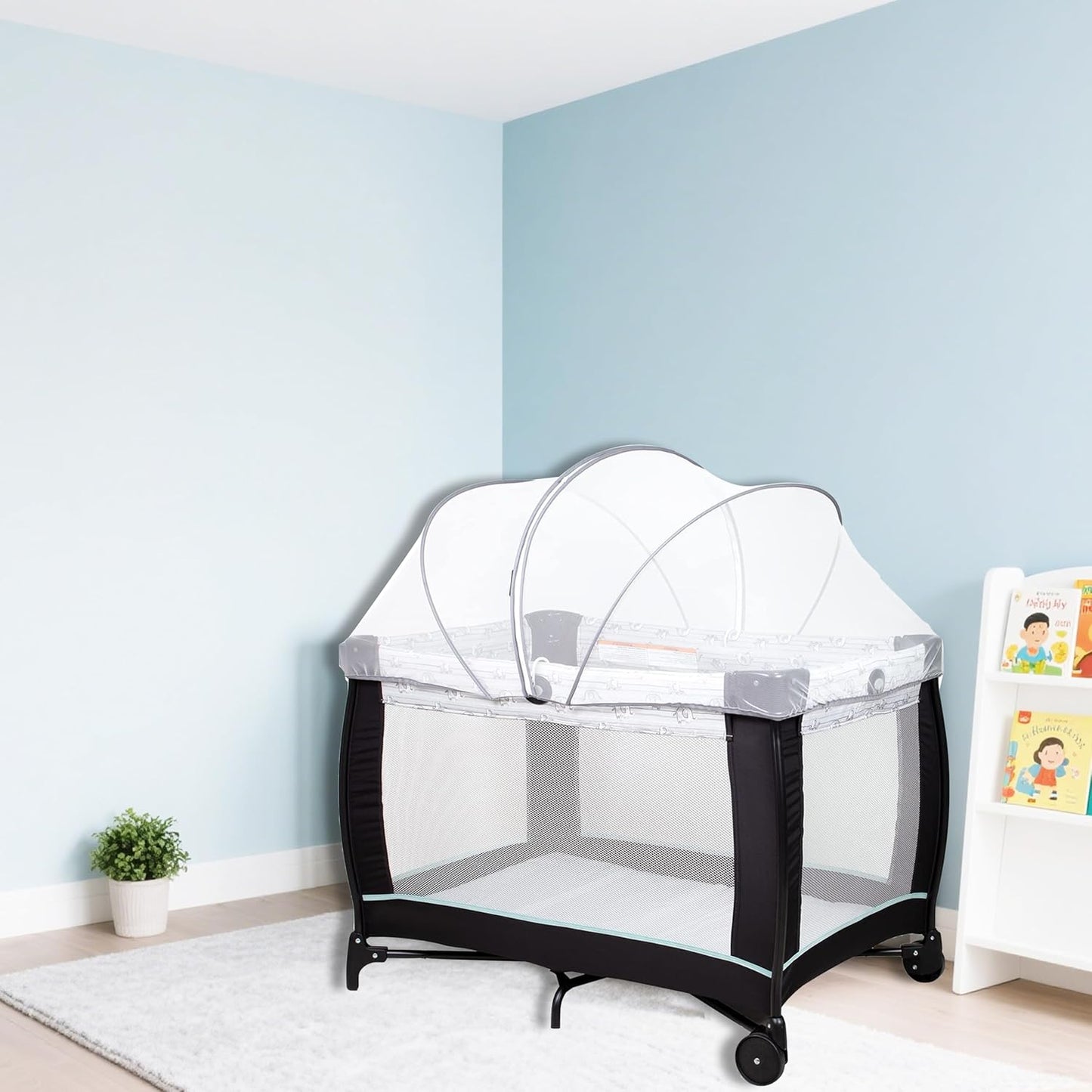 Akiky Portable Bassinet Bedside Sleeper Cover Semi-Sunshade Mosquito Net for Baby Infant Bed Sleeper Cover Mesh Net with Zip-up Window(Gray)
