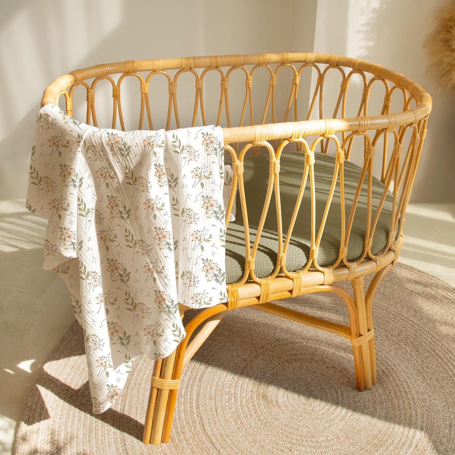 lulumoon Muslin Bassinet Sheets for Baby: Soft Bedside Sleeper Bassinet Fitted Sheets for Boys and Girls