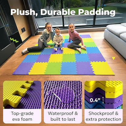 MioTetto Baby Play Mat, Soft Foam Floor Tiles for Kids. Adjustable Interlocking Foam Tiles, Fits with 74x74 Playpen Baby mat for Crawling & Development, Safe & Non-Toxic Playmat for Babies 6-12 Months