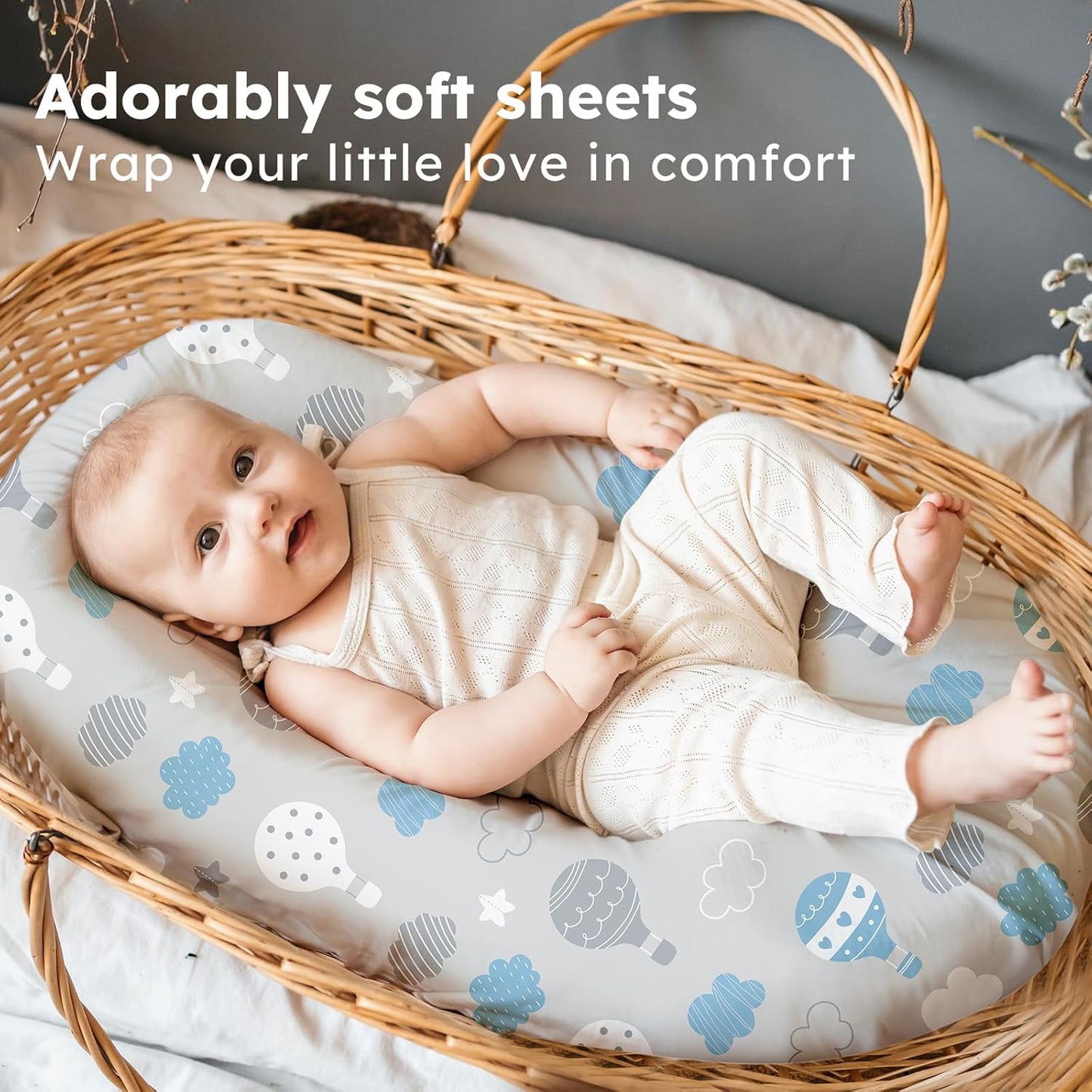Baby Bedside Bassinet Sheets Girl, 33”x20” Compatible with Baby Delight Dream On Me & Most Rectangle Bedside Sleeper Bassinet Mattress, Super Soft Microfiber Pink Butterfly Flower