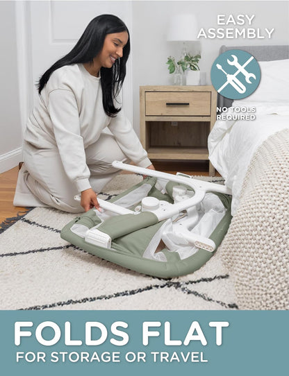 Baby Delight Beside Me Dreamer Bassinet | Bedside Sleeper | 6-Position Height Adjustment | Charcoal Tweed