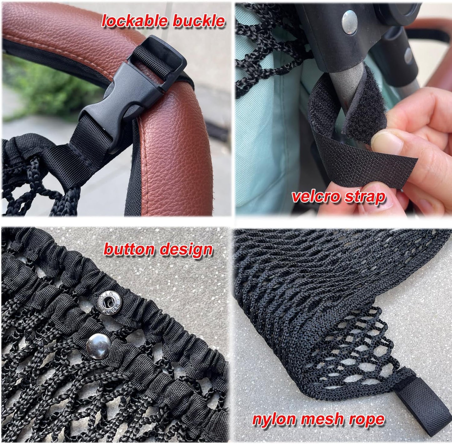 2-in-1 Universal Stroller Organizer & Golf Cart Mesh Bag, Stretchy 300D Polyester Hanging Storage Bag with Adjustable Velcro, for Baby Diaper Toys Snacks Golf Accessories