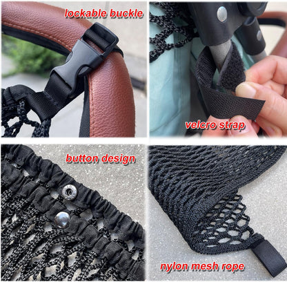 2-in-1 Universal Stroller Organizer & Golf Cart Mesh Bag, Stretchy 300D Polyester Hanging Storage Bag with Adjustable Velcro, for Baby Diaper Toys Snacks Golf Accessories