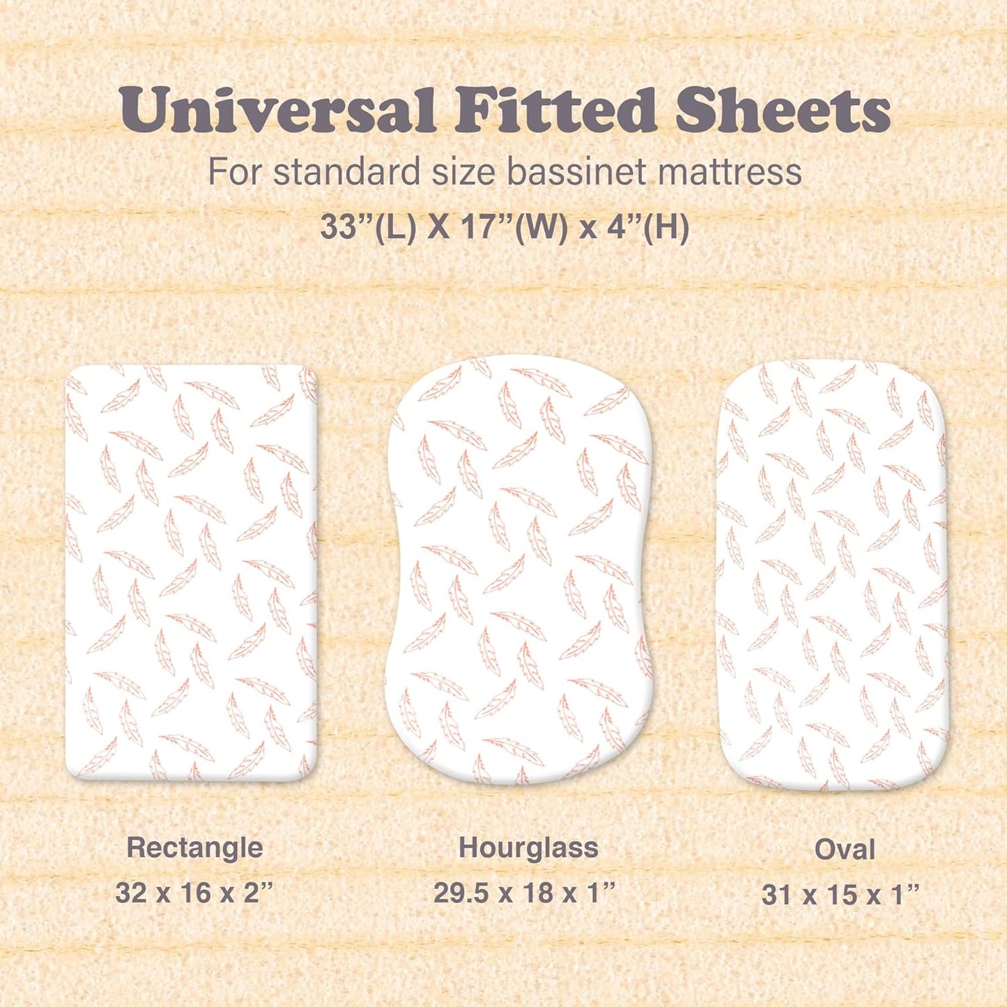 3-Pack Bedside Sleeper Bassinet Sheets | GOTS Certified Organic 100% Muslin Cotton | Ultra Soft & Breathable | 33×20×4” Fitted Sheets | Universal Fit 29–33” x 17–21” Pads