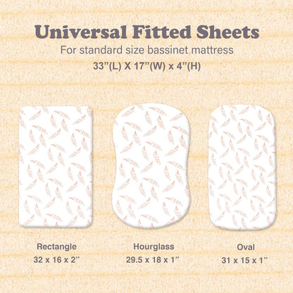 3-Pack Bedside Sleeper Bassinet Sheets | GOTS Certified Organic 100% Muslin Cotton | Ultra Soft & Breathable | 33×20×4” Fitted Sheets | Universal Fit 29–33” x 17–21” Pads