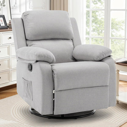 Korser Recliner Chair, 360 Swivel Rocker Chair for Adults, Small Rocking Recliner for Small Spaces, Upholstered Fabric Glider Recliner Nursery
