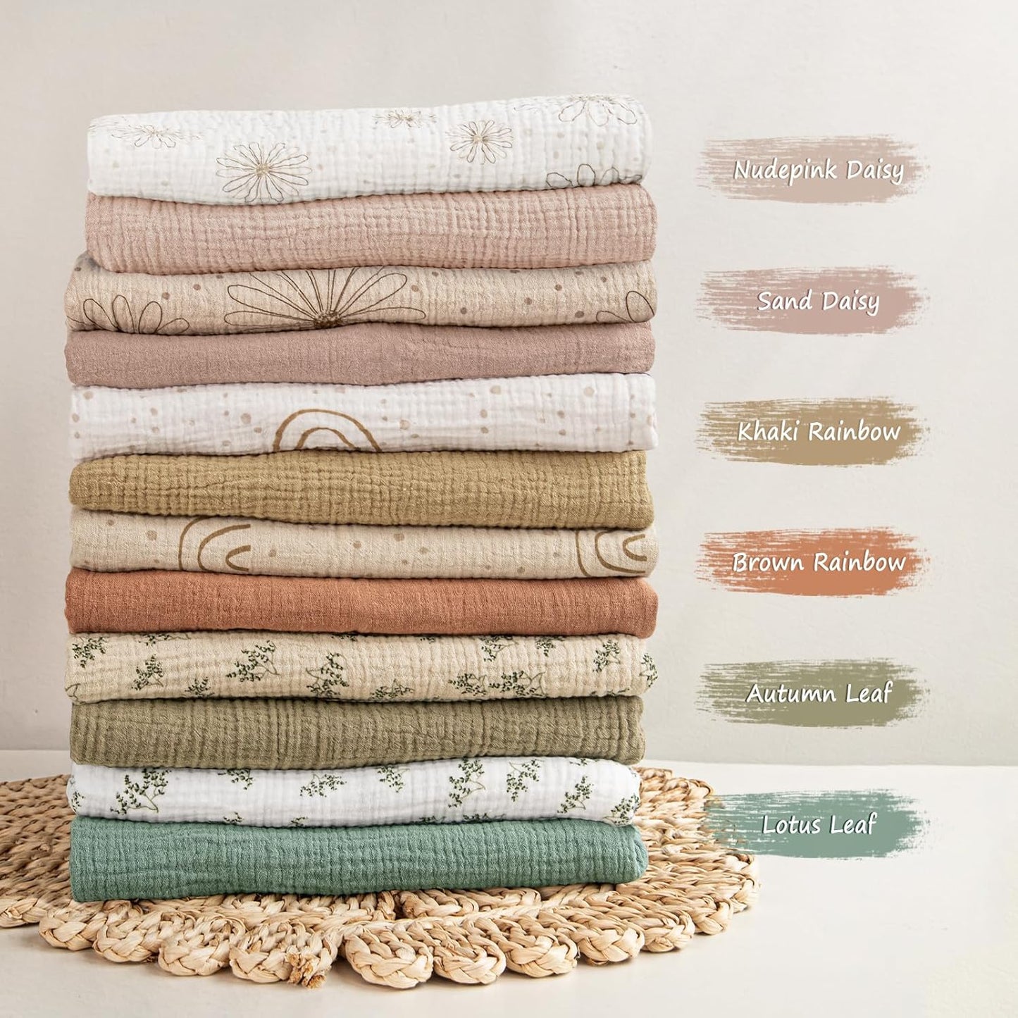 lulumoon Baby Bassinet Sheets Muslin: Cotton Bedside Bassinet Sheets Leaf for Boys - Fitted for Bedside Sleeper Mattress