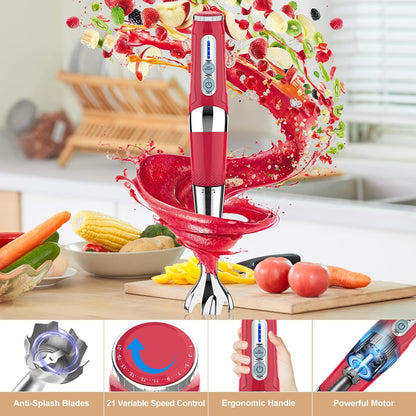 Toogel Cordless Immersion Blender, Electric Hand Blender with 21-Speed & 3-Angle Adjust, USB Rechargeable, BPA-Free & Dishwasher Safe for Baby Food, Smoothies, Soup (Grey)