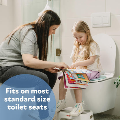 Nuby On-The-Go Portable Potty Seat - Travel Toilet Seat for Boys and Girls 18+ Months - Includes Storage Bag and Disposable Potty Liners - Toddler Travel Essentials - Toddler Potty Training Toilet
